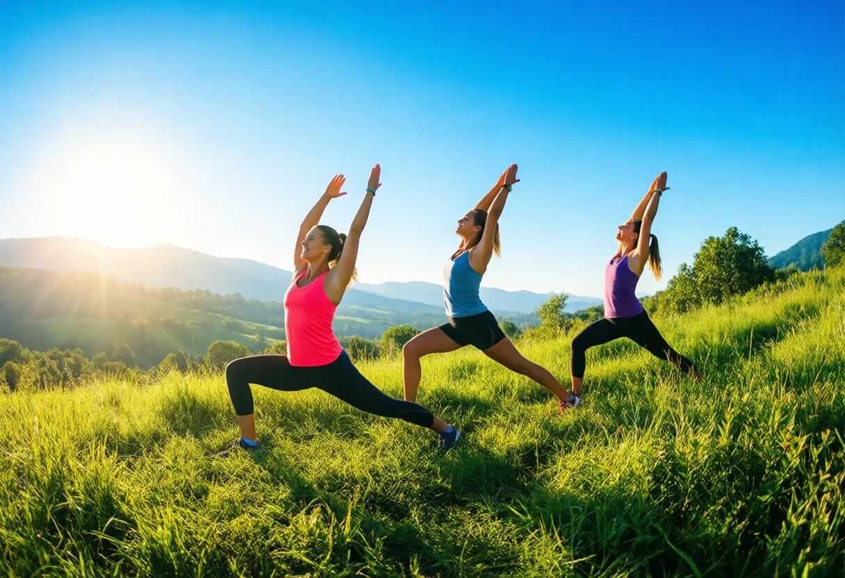 Active adults enjoying outdoor wellness activities