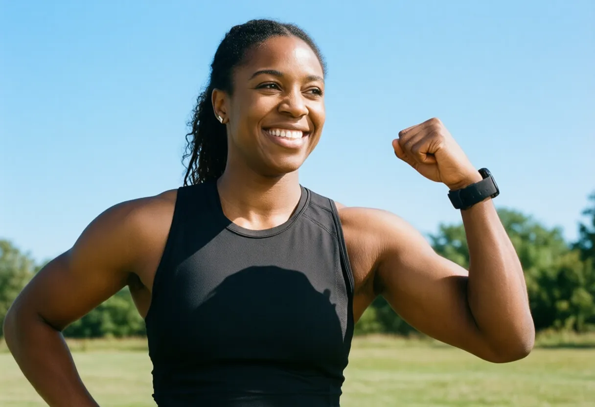 Woman full of energy and vitality enjoying an active lifestyle outdoors
